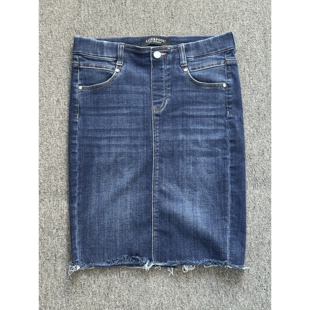Liverpool Los Angeles Denim Pencil Skirt Women's Size 4/27 Stretch Pull On